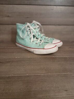 Converse Chuck Taylor All Star Teal Glitter High Tops 663626C Junior Size 5